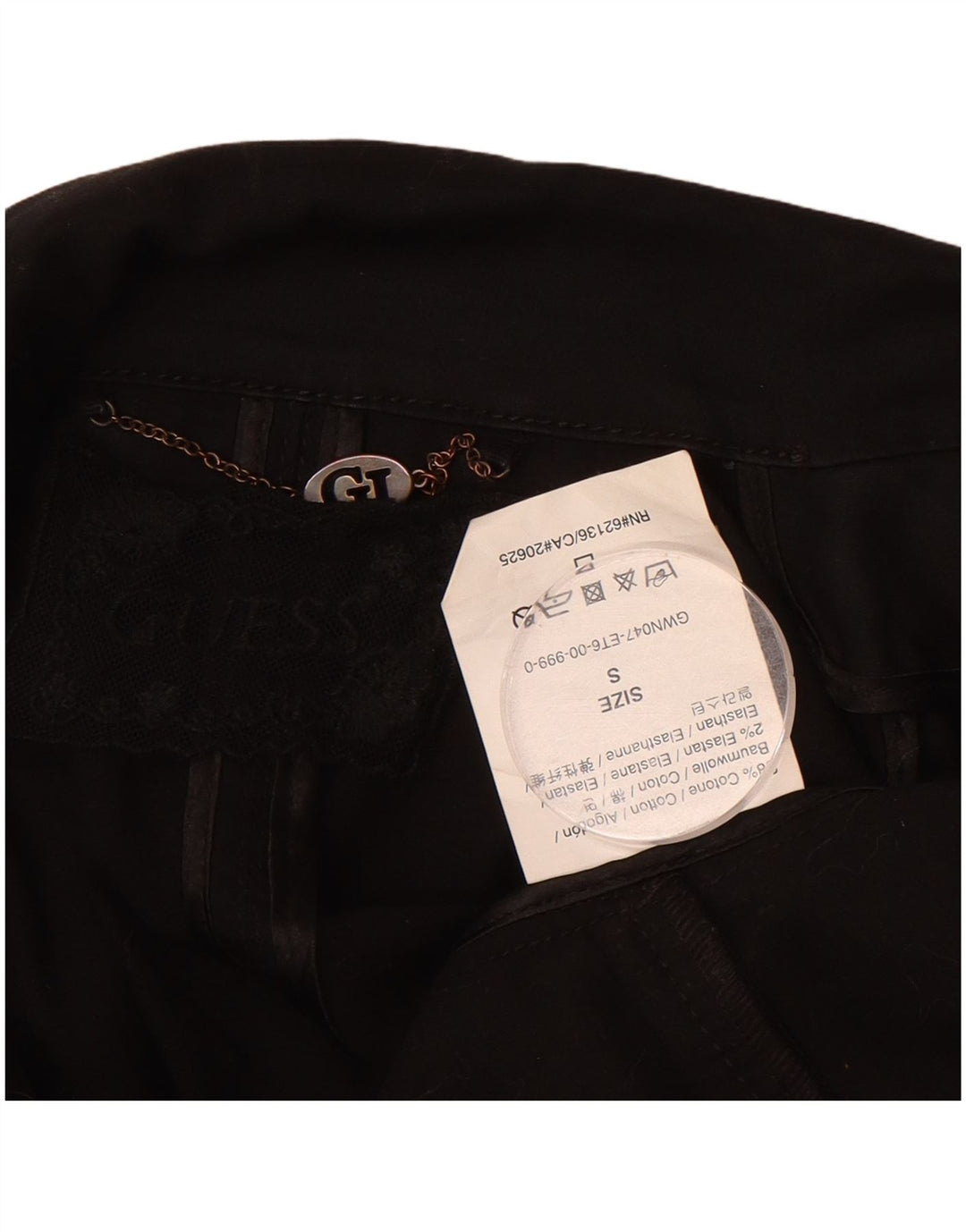 GUESS Womens Crop 1 Button Blazer Jacket UK 10 Small Black Cotton
