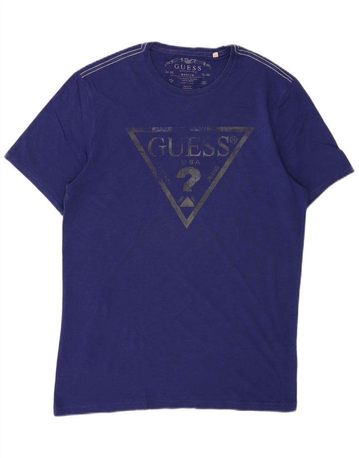 Мужская футболка Guess с рисунком, хлопковый топ среднего фиолетового цвета