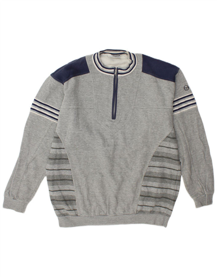 Мужской свитшот с воротником на молнии Sergio Tacchini, XL, серый с цветными блоками