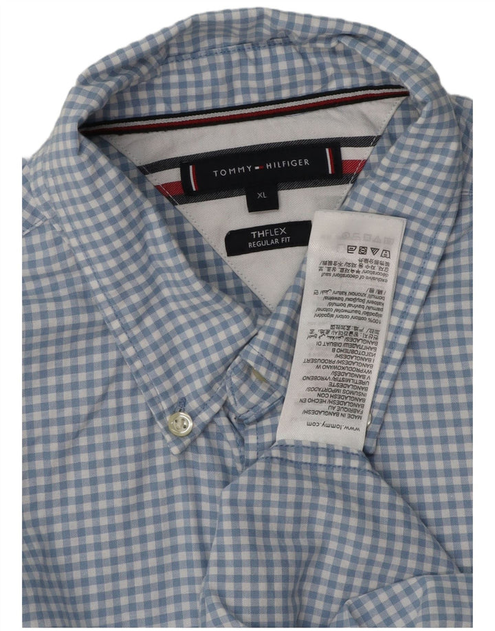 TOMMY HILFIGER Мужская рубашка стандартного кроя XL, синяя клетка, хлопок