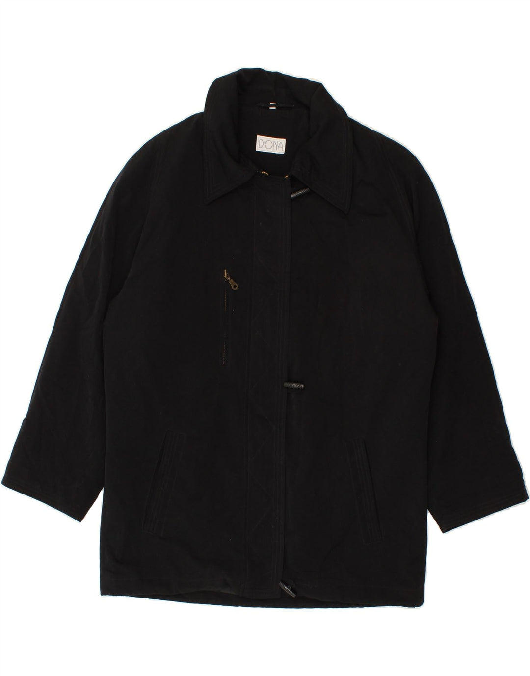 VINTAGE Womens Overcoat EU 40 Medium Black Polyacrylic Vintage Vintage and Second-Hand Vintage from Messina Hembry 