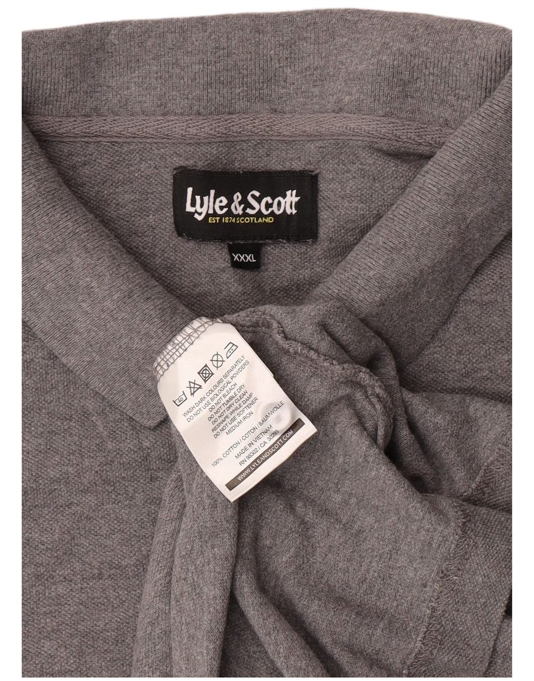 Мужская рубашка-поло Lyle & Scott 3XL, серая, хлопок