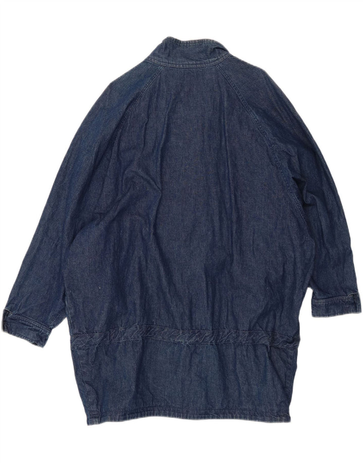 Винтажное женское джинсовое пальто большого размера EU 42, большой синий хлопок