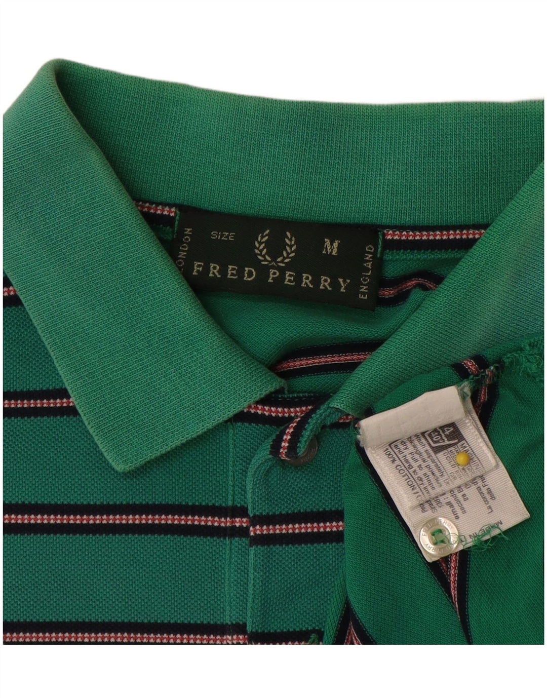 Мужская рубашка-поло Fred Perry, хлопок в зеленую полоску среднего размера