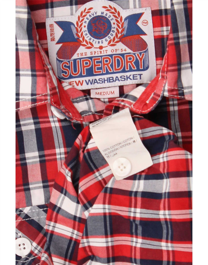 Мужская рубашка с коротким рукавом Superdry, хлопковая клетка среднего красного цвета