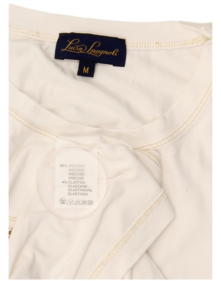 Женская футболка с рисунком LUISA SPAGNOLI Top UK 14, средний размер, белая вискоза