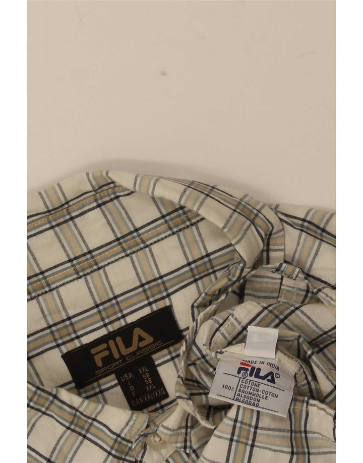 Мужская рубашка Fila 2XL, хлопковая белая клетка в клетку