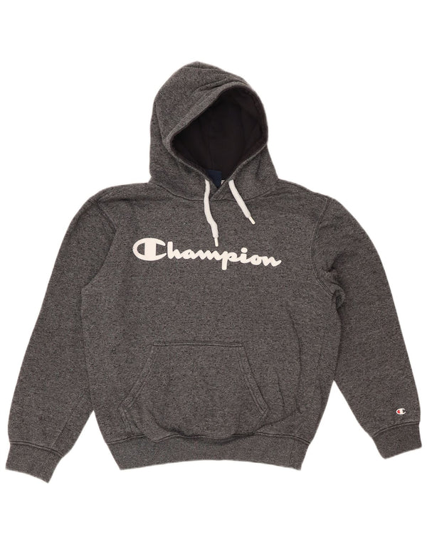 CHAMPION Womens Oversized Graphic Hoodie Jumper UK 10 Small Grey Flecked