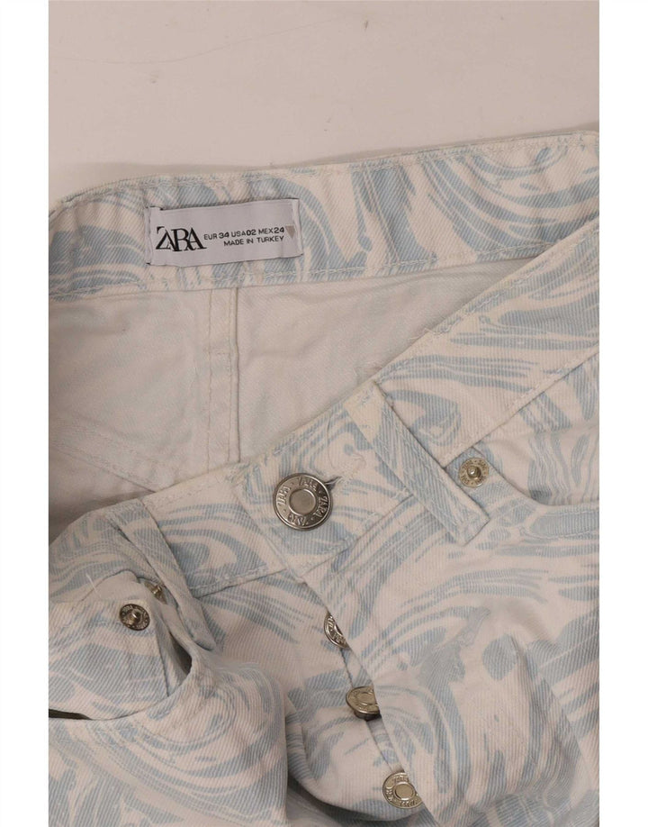 Женские джинсовые шорты Zara с абстрактным узором EU 34 2XS W24 Синие