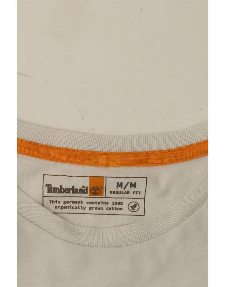 Мужская футболка стандартного кроя Timberland с рисунком, топ среднего размера, белый хлопок, хлопок