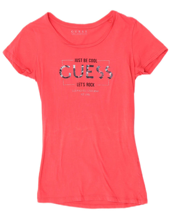 Guess Женская футболка с рисунком Top UK 6 XS Розовый хлопок
