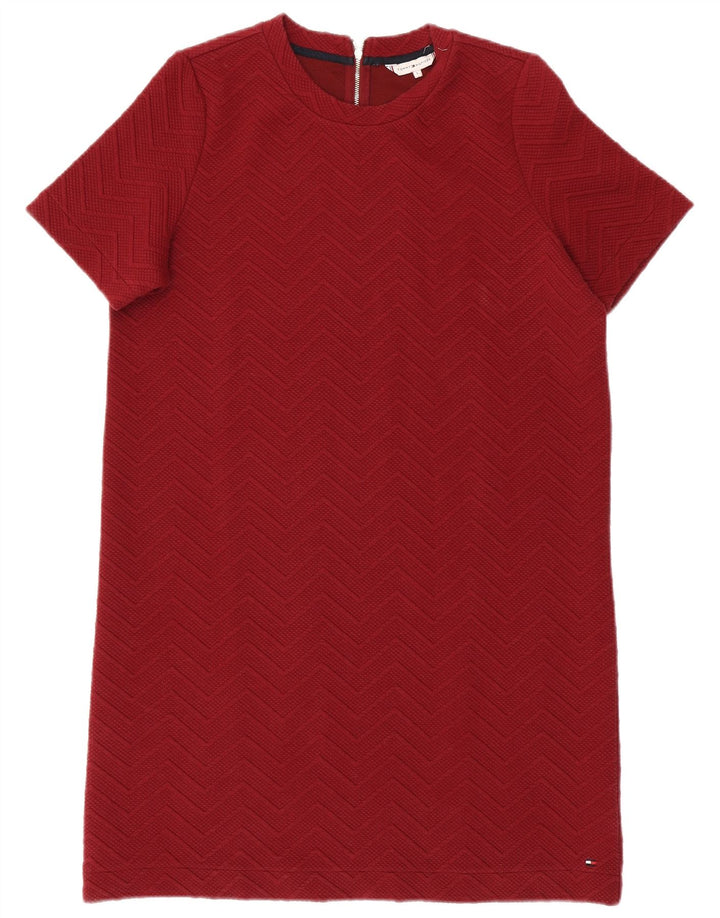TOMMY HILFIGER Womens Basic Dress UK 16 Large Burgundy Geometric Polyester