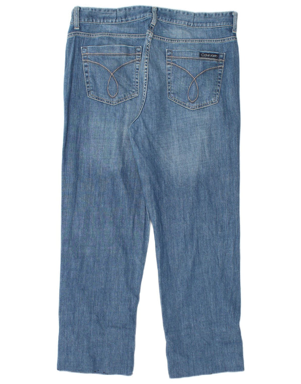 CALVIN KLEIN Женские укороченные джинсы с высокой талией США 14, большие W32 L26, синие