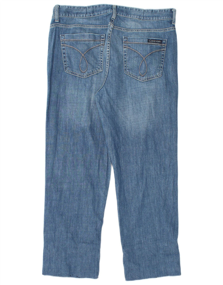 CALVIN KLEIN Женские укороченные джинсы с высокой талией США 14, большие W32 L26, синие