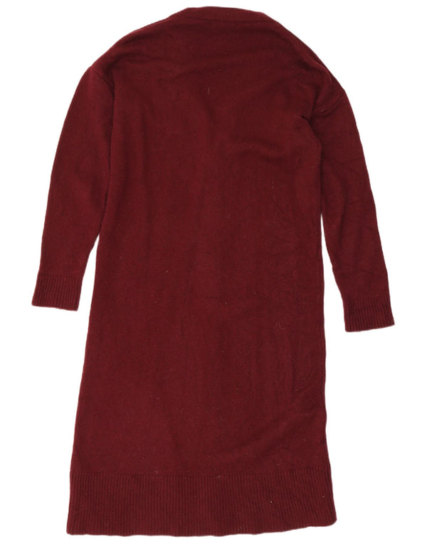 Женский удлиненный кардиган Massimo Dutti UK 10, маленький бордовый шерстяной свитер