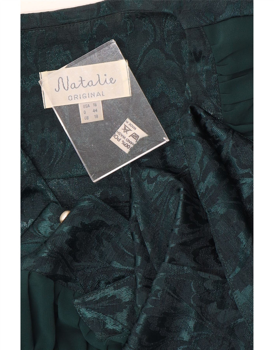 Женская блузка-рубашка VINTAGE UK 18 XL, зеленый полиэстер с цветочным принтом