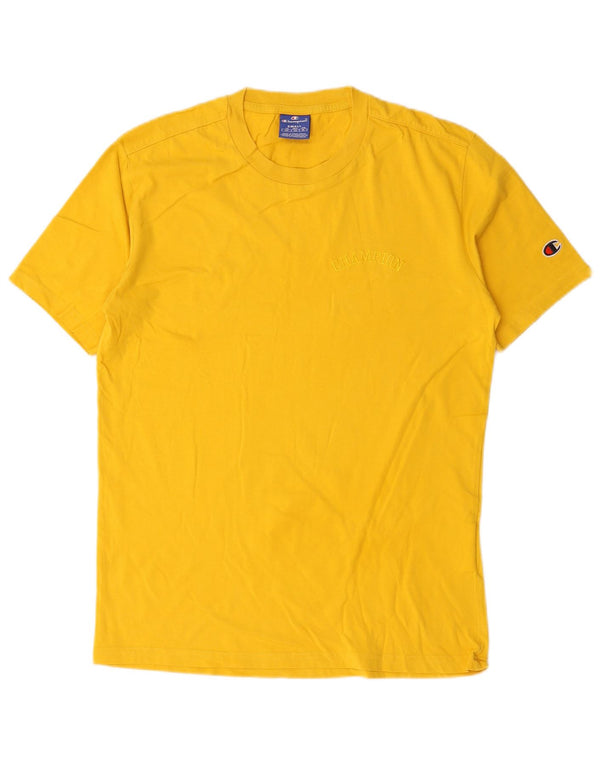 Champion Mens T-Shirt Top Small Yellow Cotton