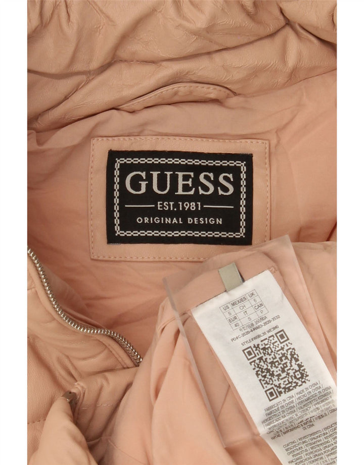GUESS Женская утепленная куртка с капюшоном UK 6 XS Розовый Полиуретан