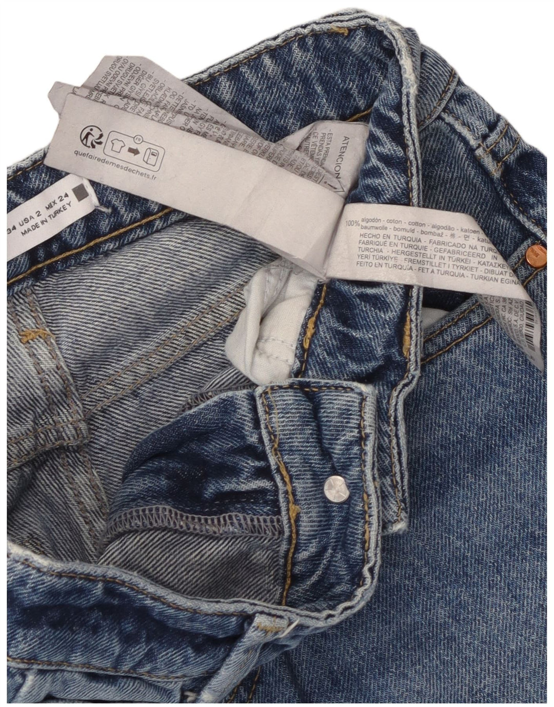Женские прямые джинсы Zara EU 34 2XS W24 L29 синие