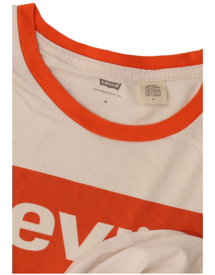 Женская укороченная футболка с рисунком Levi's Top UK 14, средний белый