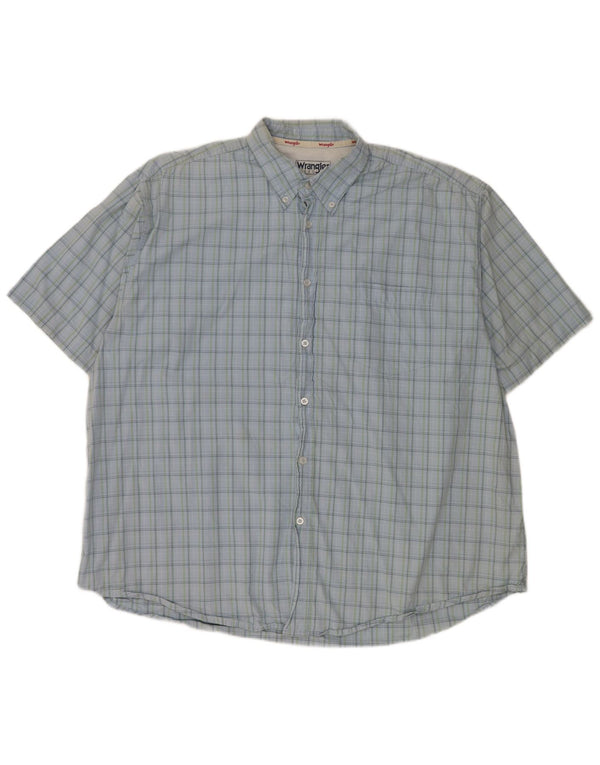 Мужская рубашка Wrangler с коротким рукавом 2XL, синяя клетка, хлопок