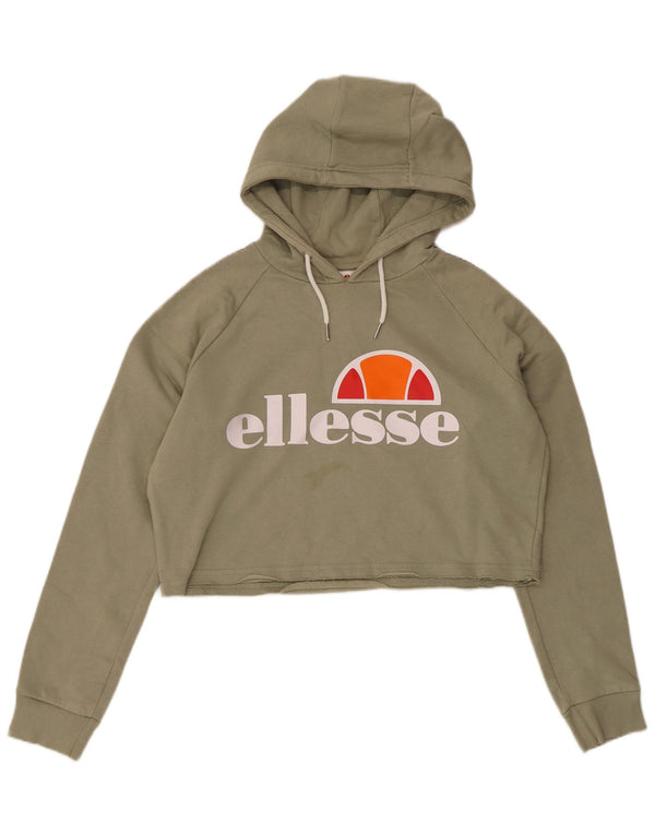Женский укороченный джемпер с капюшоном Ellesse UK 14, хлопок цвета хаки, большой размер