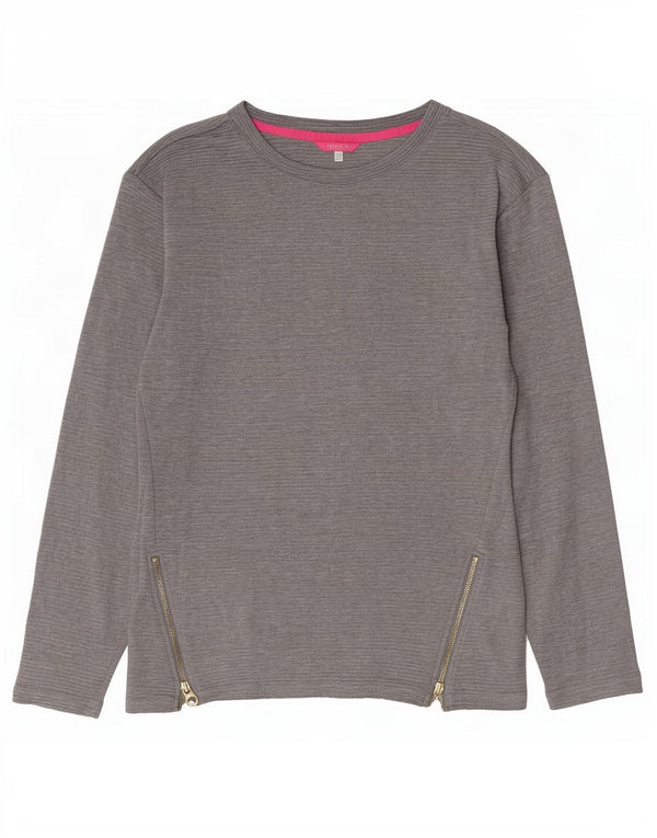 Joules Womens Oversized Top Long Sleeve UK 6 XS Grey Cotton