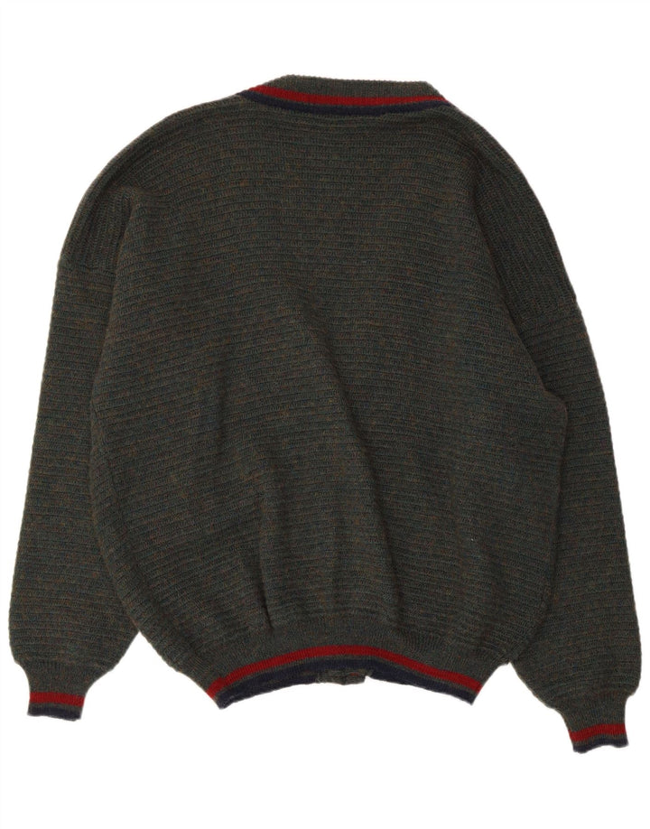 VINTAGE Мужской кардиган-свитер IT 54/56 XL Зеленый в крапинку Полиакрил