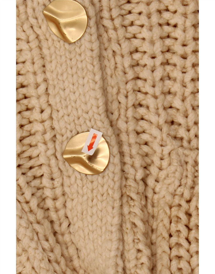 Женский укороченный кардиган оверсайз ZARA UK 10, маленький размер, бежевый акрил