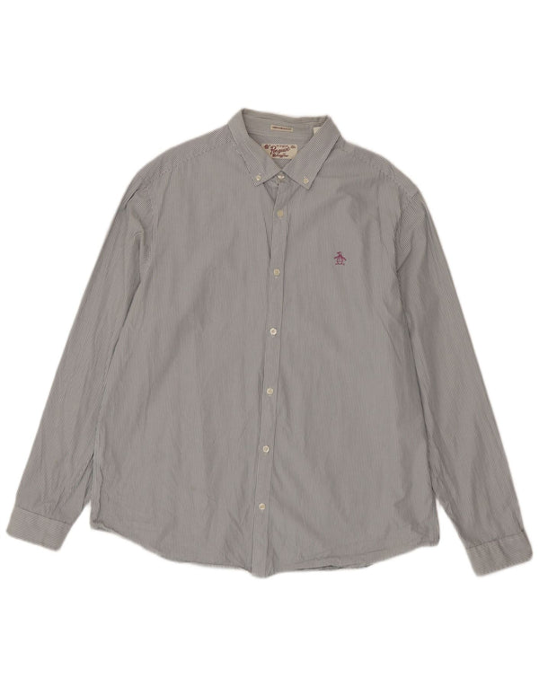 Мужская рубашка приталенного кроя Penguin Heritage 2XL, синяя хлопковая полоска