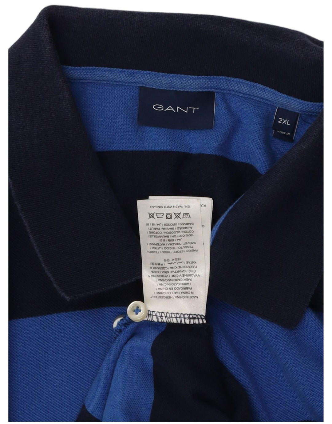 Мужская рубашка поло Gant 2XL, хлопок в синюю полоску
