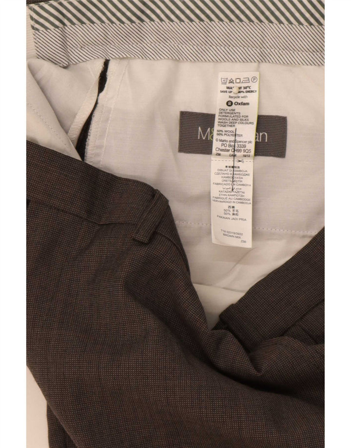 Мужские прямые костюмные брюки Marks & Spencer W36 L31 коричневые шерстяные