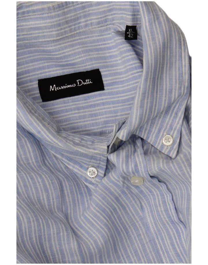 Мужская рубашка Massimo Dutti XL синяя в тонкую полоску
