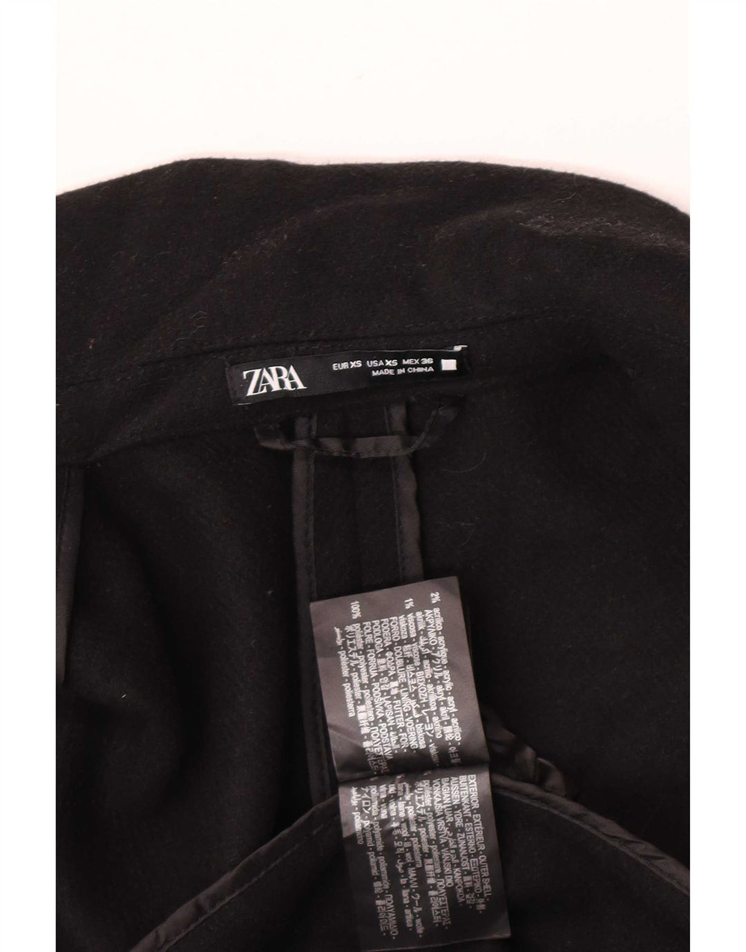 Zara Мужское пальто UK 34 XS, черный полиэстер
