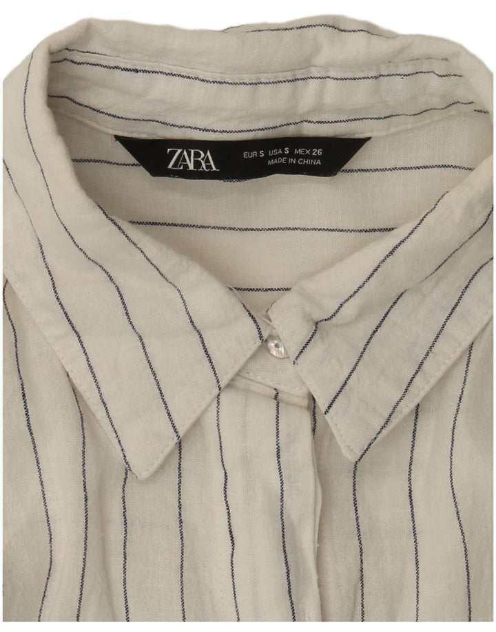 Женская удлиненная рубашка оверсайз Zara UK 10, маленькая белая полоска