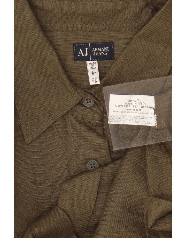 Женская рубашка Armani Jeans UK 16, большая, льняной цвет цвета хаки