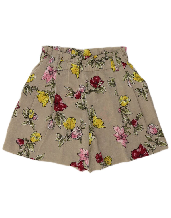 Женские повседневные шорты с высокой талией Zara XS W25, зеленые с цветочным принтом