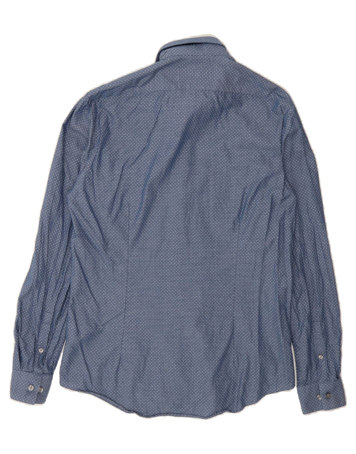 CALVIN KLEIN Mens Slim Fit Shirt Size 39 Medium Blue Spotted Cotton Vintage Calvin Klein and Second-Hand Calvin Klein from Messina Hembry 