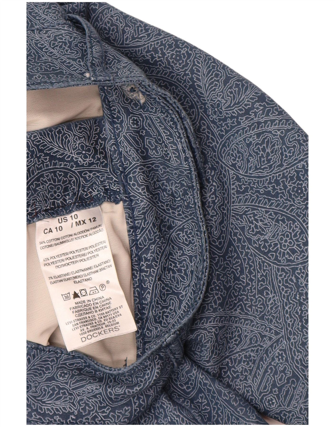 Женские капри DOCKERS США 10, большие W30 L20, темно-синие с пейсли