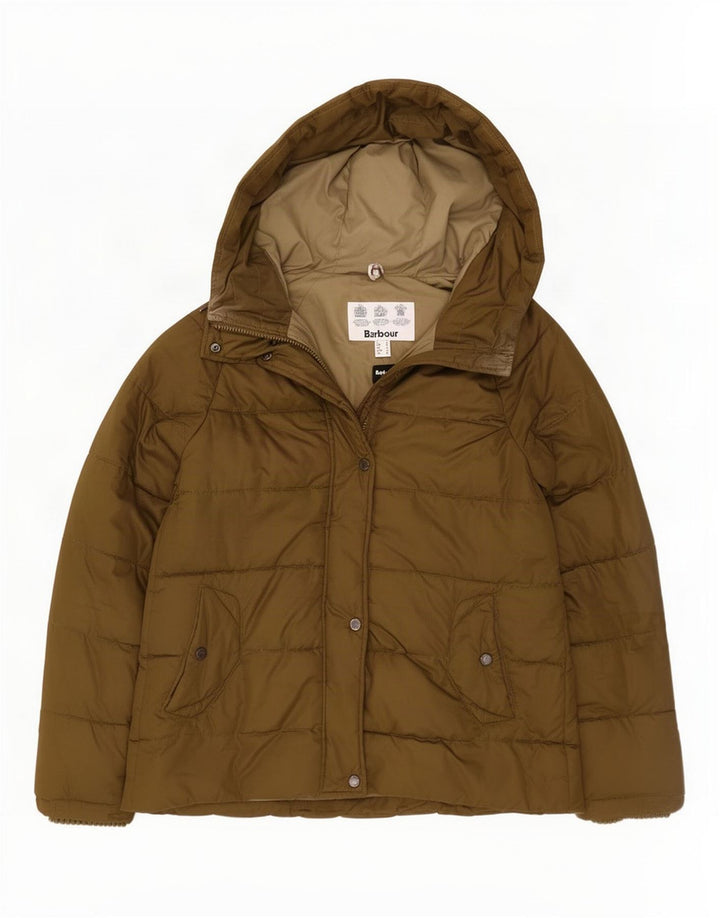 Женская утепленная куртка большого размера с капюшоном Barbour UK 8, маленький зеленый полиэстер