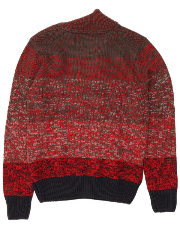 ВИНТАЖНЫЙ женский джемпер с воротником на пуговицах, Великобритания, 18 XL, красные цветные блоки