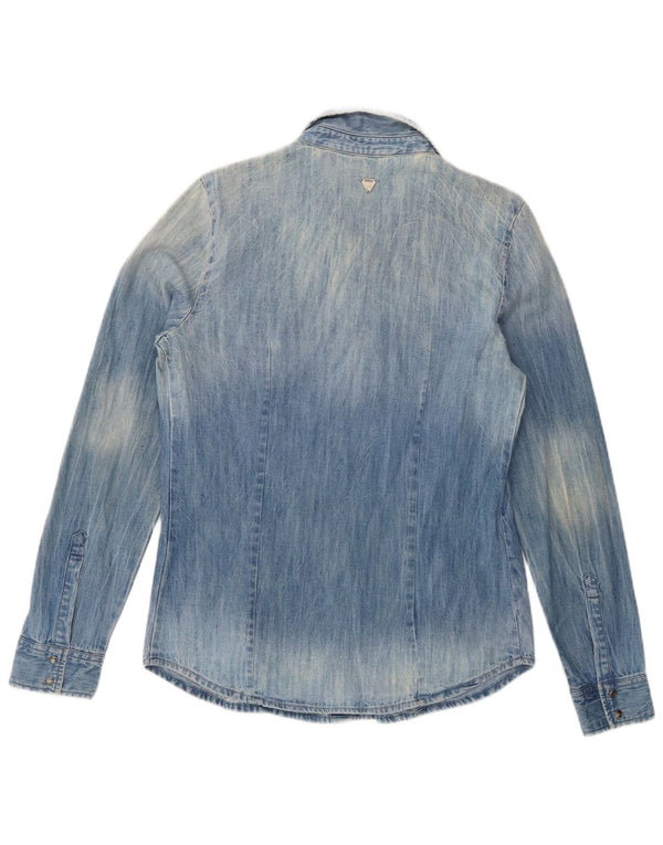 Guess Женская джинсовая рубашка оверсайз UK 6 XS Синяя хлопковая