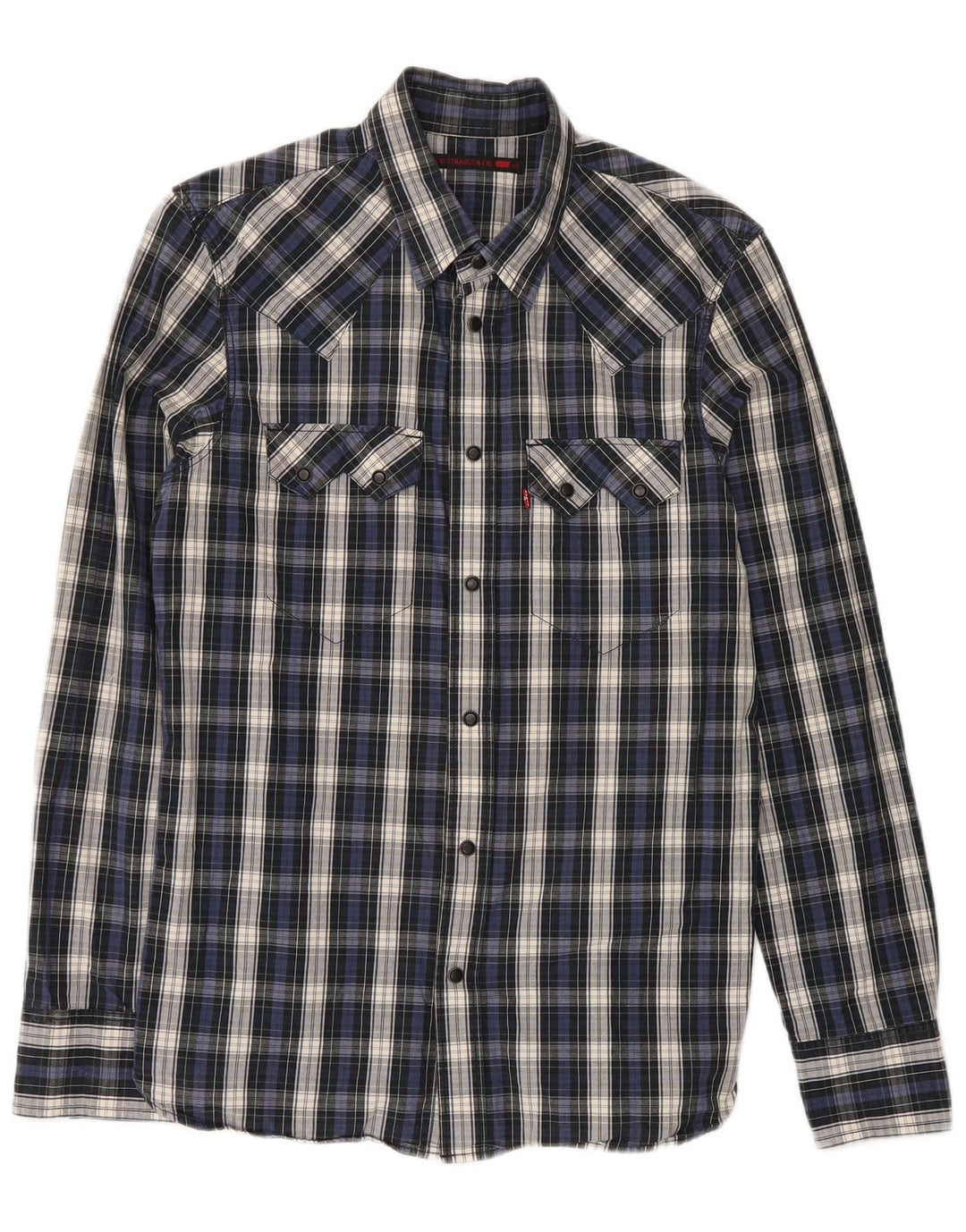 Мужская рубашка Levi's среднего размера, темно-синяя клетка, хлопок