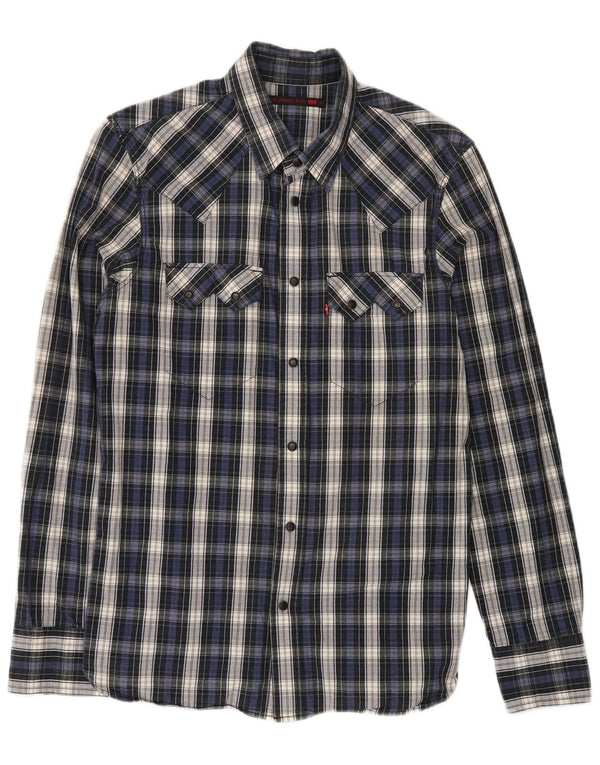 Мужская рубашка Levi's среднего размера, темно-синяя клетка, хлопок