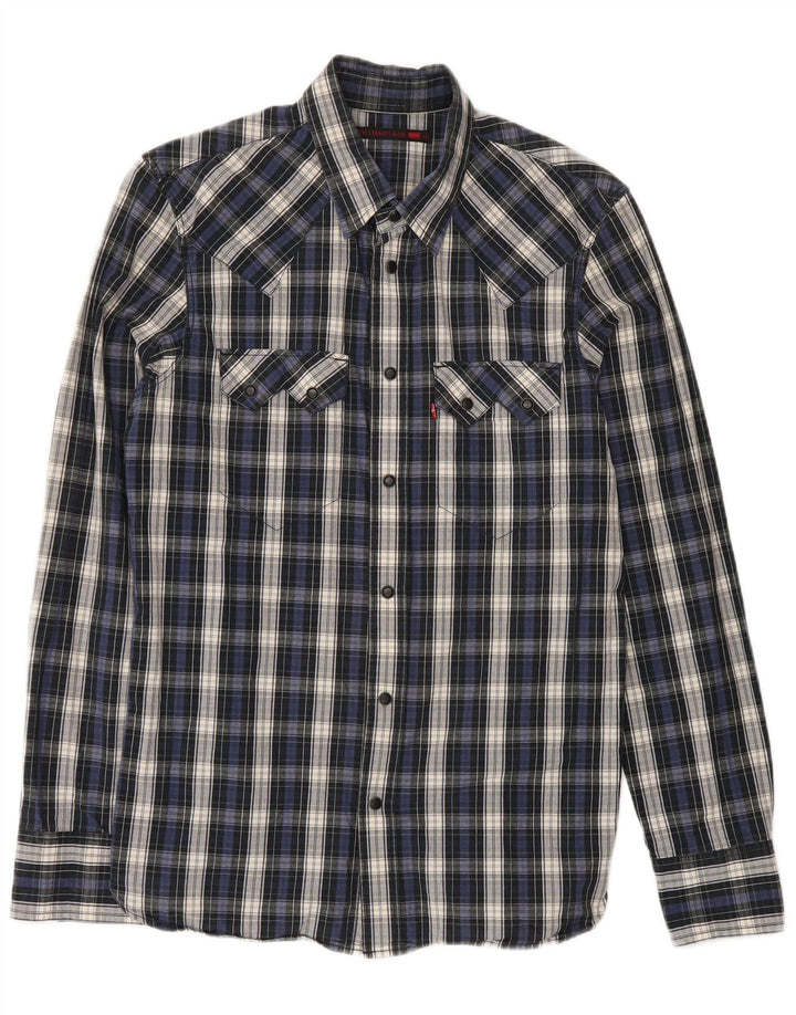 Мужская рубашка Levi's среднего размера, темно-синяя клетка, хлопок