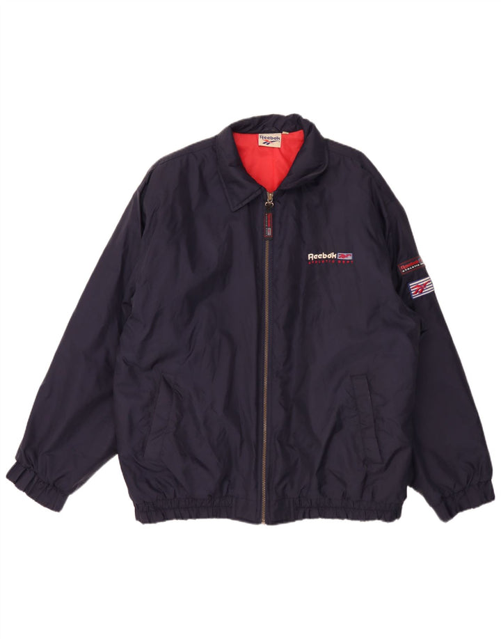 Мужская куртка-бомбер Reebok UK 42 XL темно-синяя, нейлоновая