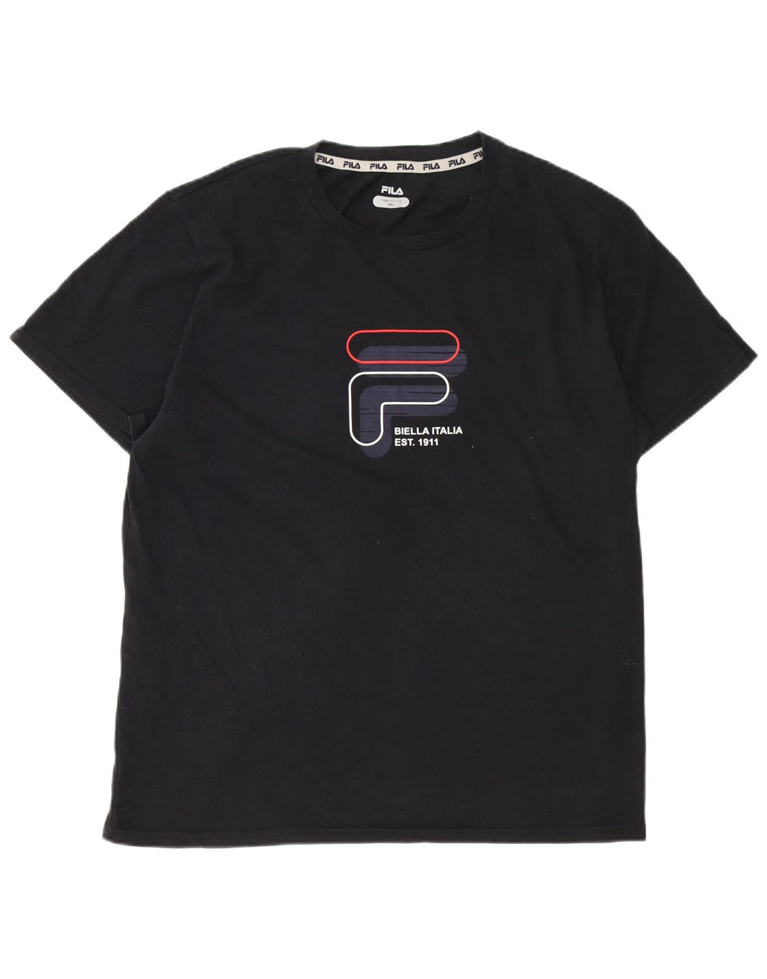 Мужская футболка с рисунком FILA, топ 2XL, черный хлопок
