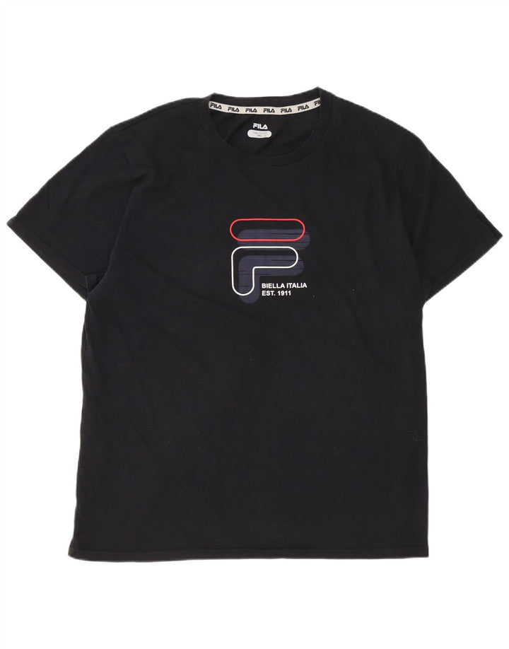 Мужская футболка с рисунком FILA, топ 2XL, черный хлопок