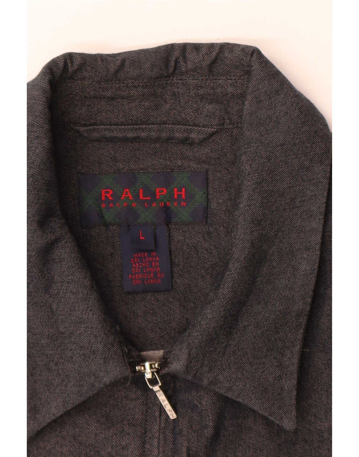 Женский бомбер Ralph Lauren UK 14, большой серый хлопок