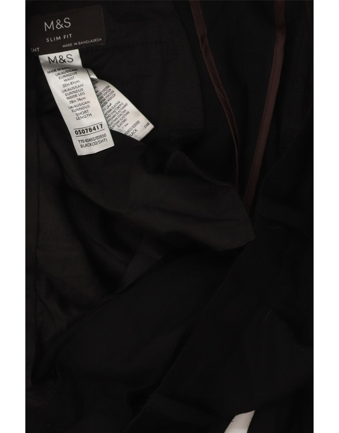 Мужские брюки-чиносы MARKS & SPENCER W32 L28, черный полиэстер